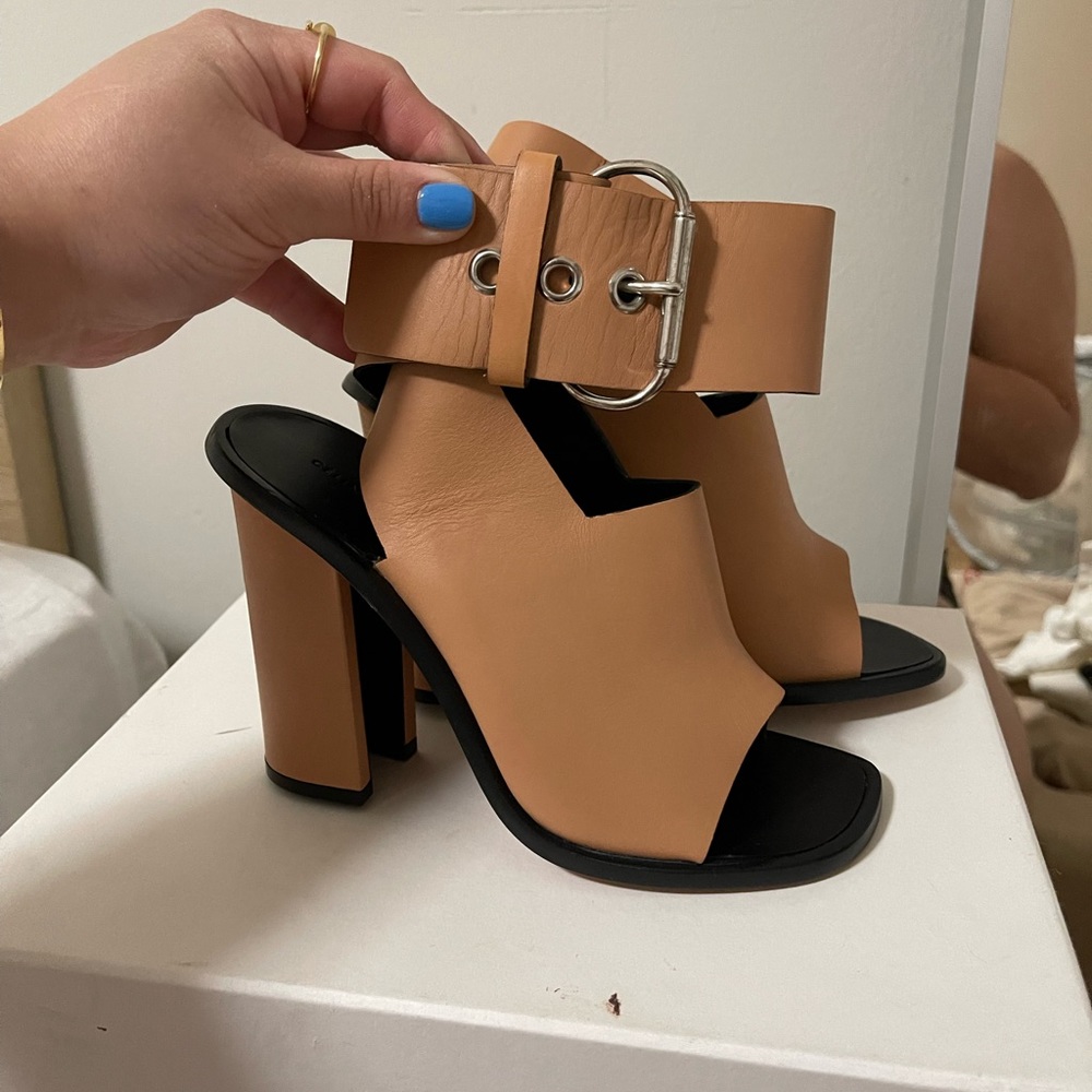 CELINE BUCKLE ANKLE WRAP SANDALS